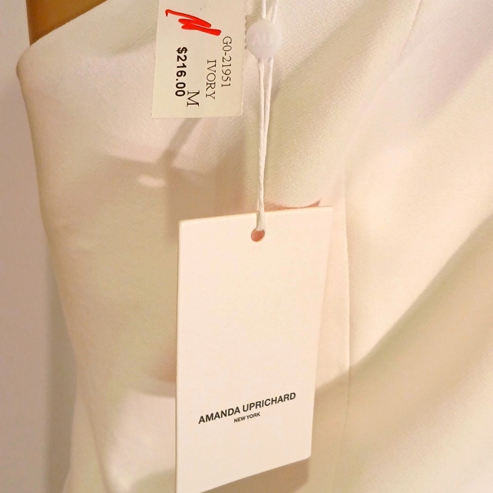 🔥 NWT Amanda Uprichard White Ivory/White One Shoulder Dress. - Picture 11 of 12